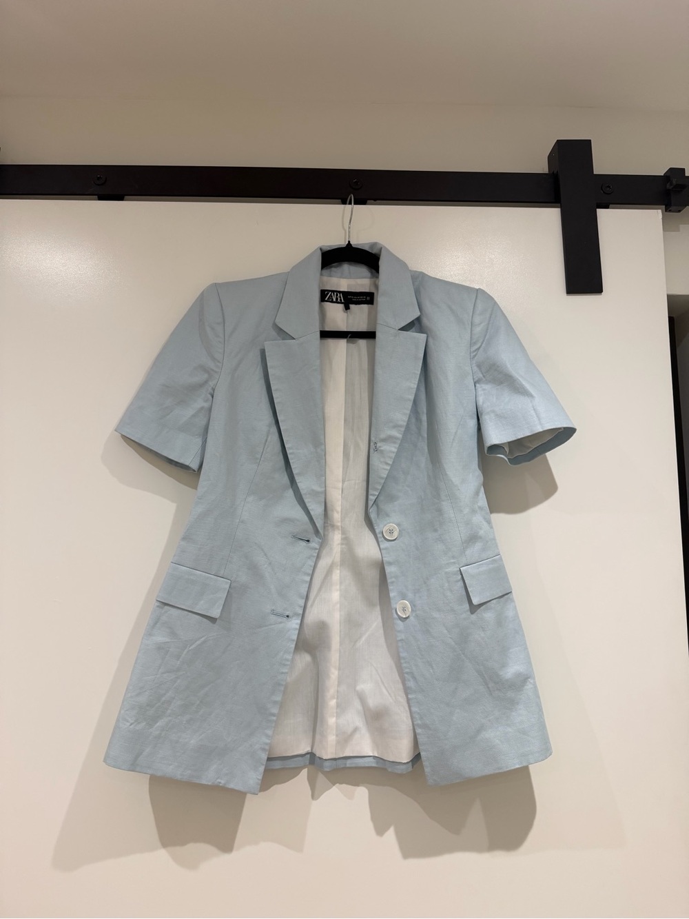 ZARA Light Blue Short Sleeve Tailored Blazer Jacket
